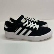 C231 未使用 adidas アディダス BUSENITZブセニッツ メンズ ローカットスニーカー US7 25cm ブラック ホワイト スエード 美品_画像3