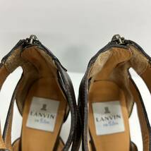 C322 LANVIN ランバン レディース サンダル 22.5cm ブラウン レザー バックジップ 日本製_画像8