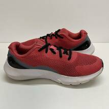 C334 UNDER ARMOUR アンダーアーマー ジュニア メンズ ランニングシューズ スニーカー US6.5Y 24.5cm レッド グレー メッシュ_画像5