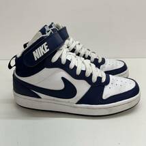 C439 NIKE ナイキ COURT BOROUGH MID 2 コート バーロウ ミッド 2 CD7782-107 レディース スニーカー 23.5cm ホワイト ネイビー ベルクロ_画像3