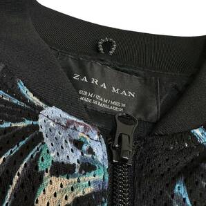 【ZARA MAN】ザラマン ボタニカルプリント 花柄 メッシュブルゾンジャケット ブラック お洒落の画像9