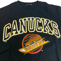 NHL【Vancouver Canucks】WAVES アイスホッケー カナックス Tシャツ USA古着 バンクーバーカナックス ブラック アイスホッケー_画像4