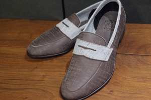  unused Perfetto (perufeto) damage processing coin Loafer / 6 1/2 / 25~25.5cm / dark brown / gentleman shoes / leather shoes 