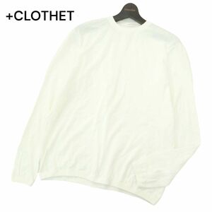 +CLOTHET クロスクローゼット 通年 スビンプラチナム★ コットン ニット セーター カットソー Sz.4　メンズ 白 大きいサイズ　A4T03279_3#L