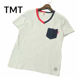 美品★ TMT ティーエムティー ビッグホリデー カラー切替 ポケット 半袖 カットソー Tシャツ Sz.S　メンズ グレー 日本製　A4T03272_3#D