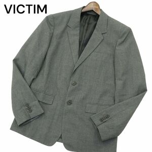 VICTIM ヴィクティム 通年 総裏★ アンコン テーラード ジャケット Sz.XL　メンズ グレー 大きいサイズ 日本製　A4T03310_3#O