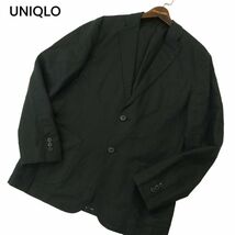 UNIQLO ユニクロ 春夏 麻 リネン★ コットン アンコン テーラード ジャケット Sz.L　メンズ 黒　A4T03128_3#M_画像1