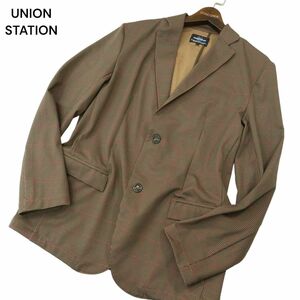 UNION STATION men's Bigi through year Classic pattern * check punch cut Anne navy blue tailored jacket Sz.L men's A4T03140_3#O