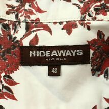 HIDEAWAYS NICOLE ハイダウェイ ニコル 通年 花柄 フラワー★ 総柄 長袖 イタリアンカラー シャツ Sz.48　メンズ 白　A4T03581_4#C_画像5