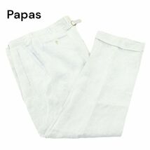 Papas パパス 麻 リネン100％★ シンチバック イージー 2タック スラックス デニム パンツ ジーンズ Sz.XL　メンズ 大きい　A4B01829_4#P_画像1