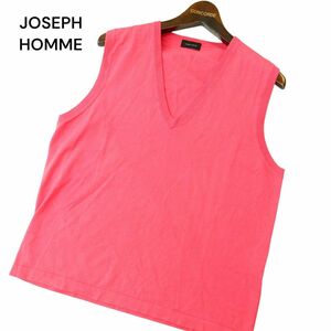 JOSEPH HOMME ジョセフ オム 通年 Vネック★ コットン ニット ベスト Sz.48　メンズ ピンク　A4T03420_4#L