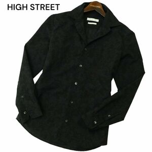 HIGH STREET ハイストリート 通年 総柄★ 長袖 スリム シャツ Sz.M　メンズ 黒 日本製　A4T03415_4#C