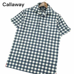 Callaway キャロウェイ 春夏 ロゴ刺繍★ X-SERIES DRYSPORT 吸水速乾 半袖 チェック ポロシャツ Sz.M　メンズ ゴルフ　A4T03526_4#A