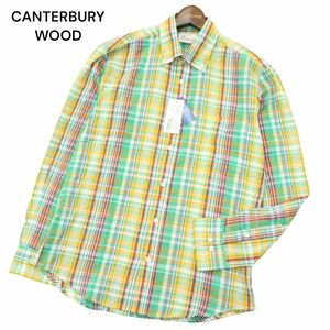 【新品 未使用】 CANTERBURY WOOD カンタベリーウッド 春夏 吸水速乾★ 長袖 ボタンダウン チェック シャツ Sz.L　メンズ　A4T03521_4#A