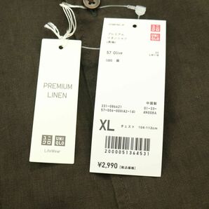 【新品 未使用】 UNIQLO ユニクロ 春夏 麻100％ プレミアム リネン★ 長袖 シャツ Sz.XL メンズ 大きいサイズ A4T03516_4#Aの画像5