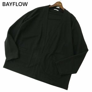 22SS* BAYFLOW Bay flow through year oversize knitted cardigan feather weave gown Sz.3 men's black A4T03704_4#O