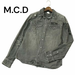 MCD more core division エムシーディー 通年 ダメージ&リペア加工★ 長袖 デニム ウエスタン シャツ Sz.L　メンズ　A4T03681_4#C