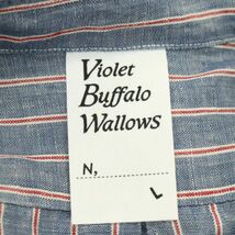 Violet Buffalo Wallows ドレステリア 春夏 麻 リネン100％★ ストライプ 長袖 シャツ Sz.L　メンズ 日本製　A4T03609_4#A_画像5