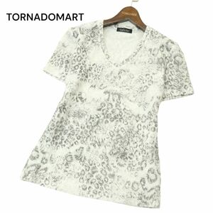 TORNADOMART トルネードマート 春夏 レオパード★ 総柄 半袖 Vネック カットソー Tシャツ Sz.M　メンズ　A4T03902_4#D