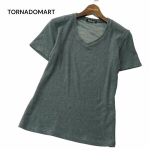 TORNADOMART トルネードマート 春夏 半袖 Vネック★ ニット カットソー Tシャツ Sz.M　メンズ グレー 日本製　A4T03910_4#D