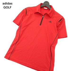 adidas GOLF アディダス ゴルフ 春夏 ロゴ★ 半袖 ハーフジップ ポロシャツ Sz.L/G　メンズ 赤　A4T03861_4#A