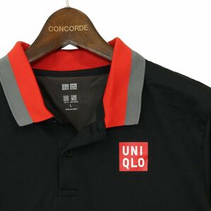 UNIQLO ユニクロ 春夏【錦織圭 2021 全豪モデル】 NK ドライEX 消臭 切替 半袖 ポロシャツ Sz.L メンズ 黒 テニス A4T03975_4#Aの画像2