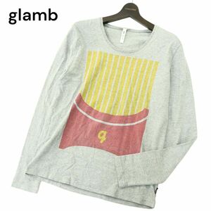 glamb gram through year f ride potato * print long sleeve crew neck cut and sewn long T-shirt Sz.1 men's gray made in Japan A4T04099_4#F