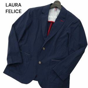 LAURA FELICE ラウラフェリーチェ 通年 背抜き ナイロン★ アンコン テーラード ジャケット Sz.46　メンズ ネイビー　A4T04122_4#O