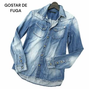 GOSTAR DE FUGA ゴスタール ジ フーガ 通年 ダメージ加工★ 長袖 スリム ウエスタン デニム シャツ Sz.46　メンズ　A4T04117_4#C