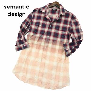 semantic designse man tik дизайн весна лето градация * длинный 7 минут рукав Work проверка рубашка Sz.LL мужской A4T04129_4#A
