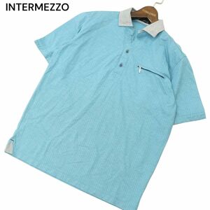 INTERMEZZO インターメッツォ レナウン 春夏 ストライプ★ 半袖 スキッパー ポロシャツ Sz.M　メンズ 日本製　A4T04254_4#A