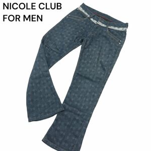 NICOLE CLUB FOR MEN ニコルクラブ フォーメン ダイヤ柄★ ストレッチ シューカット デニム パンツ ジーンズ Sz.50　メンズ　A4B02071_4#R