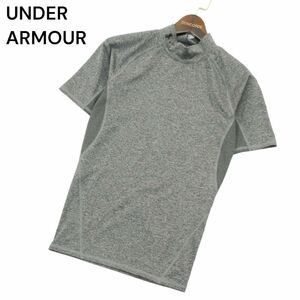 UNDER ARMOUR アンダーアーマー ロゴ★ HEATGEAR 半袖 Tシャツ コンプレッション インナー Sz.M メンズ グレー トレーニング　A4T04211_4#D