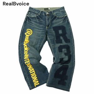 RealBvoice リアルビーボイス 通年 ビッグ ロゴ★ USED加工 ストレート デニム パンツ ジーンズ Sz.30　メンズ　A4B02065_4#R