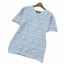 AZUL by MOUSSY アズール マウジー 春夏 ウォッシュ加工★ チマヨ パターン コットン ニット Tシャツ Sz.M　メンズ　A4T04223_4#D_画像1