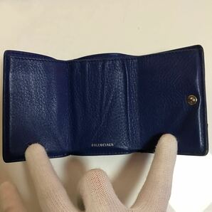 BALENCIAGA バレンシアガ 三つ折り 財布 ミニウォレット コンパクトウォレット レザー ブルー系 メンズ レディース ブランドの画像3