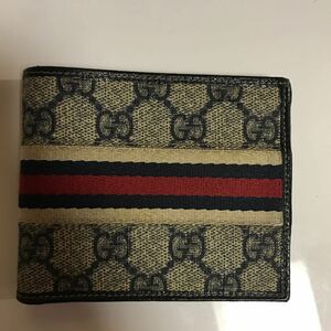 GUCCI グッチ 二つ折り財布 シェリーライン GG柄 ブラウン系 メンズ　ブランド