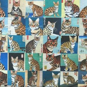 【ゆきちゃん限定】X896-2　ベンガル猫　浮世絵　パネル　布　106cm×1m