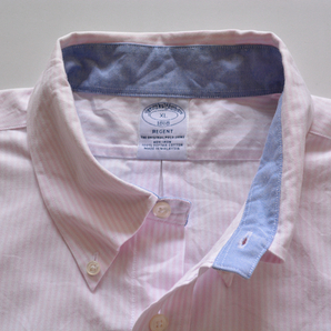 【 ブルックスブラザーズ 】オックスフォードシャツ XL /ノンアイロン/ストライプ/スーピマコットン/半袖シャツ/ボタンダウンシャツ/ピンクの画像4
