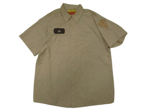 即決☆古着 80'S USA製 REDKAP レッドキャップ 半袖ワークシャツ ベージュ SIZE:XL. dickies ディッキーズ