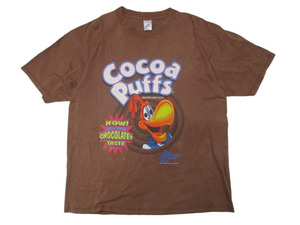 即決☆80's USA製 COCOA PUFFS ココアパフス Tシャツ ブラウン SIZE:L.ケロッグ Kellogg's シリアル 企業物 ノベルティー