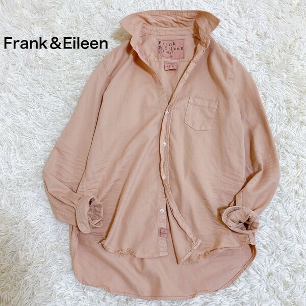 美品☆Frank＆Eileen ダメージ加工 ピンク シャツ EILEEN