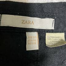 希少3XL【清涼感】ZARA ザラ テーラードジャケット アンコン 段返り 3B リネン 麻 軽量 ブラック黒 ビジネス テレワーク 春夏 大きいサイズ_画像7