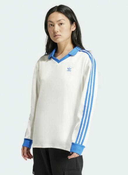 スリーストライプス　サテン　長袖シャツ クラウドホワイト レディースMサイズ　(IR6100) adidas originals