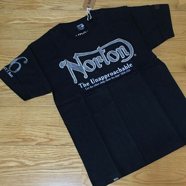 Norton オリジナルロゴ刺繍半袖Tシャツ ノートンバック刺繍半袖TシャツLサイズ ブラック Tシャツ