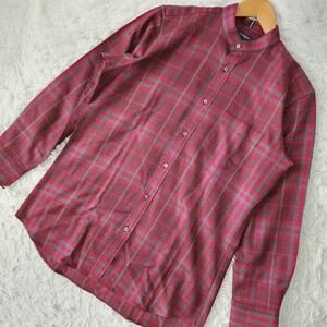  rare beautiful goods BURBERRY LONDON long sleeve shirt [ finest quality. feel of ] wool super 120's Burberry London noba check band color . collar M 354
