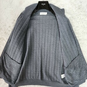 美品 XL カルバンクライン ジップアップ ブルゾン Calvin Klein PLATINUM キルティング ワッフル柄 グレー系 ロゴジップ ウール混 メンズの画像6