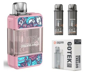 新品 ピンク Aspire GoTek S Pod＋交換用ポッドカートリッジ1箱セット　電子タバコ　アスパイア　ゴーテックS　ポッド　ベイプ