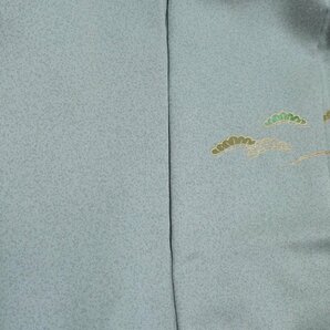 《花小袖》単衣 付下；薄御納戸鼠地 金彩で屋形と橋 舟 水辺風景・小サイズの画像9