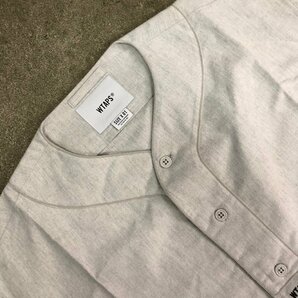 未使用品 21ss Wtaps LEAGUE SS / COTTON.OXFORD GREY S ダブルタップス バックロゴベースボールシャツ グレーの画像3